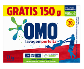 Lava-Roupas Pó Omo Lavagem Perfeita Caixa 1,6kg Grátis 150g